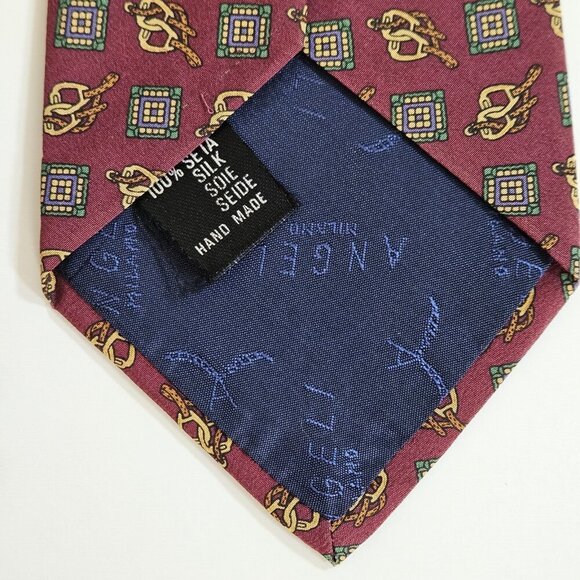 Equestrian Themed Silk Tie Lot of 2 Angeli CarIo Colorado Italy AOP W4 L57.5 - Picture 5 of 16